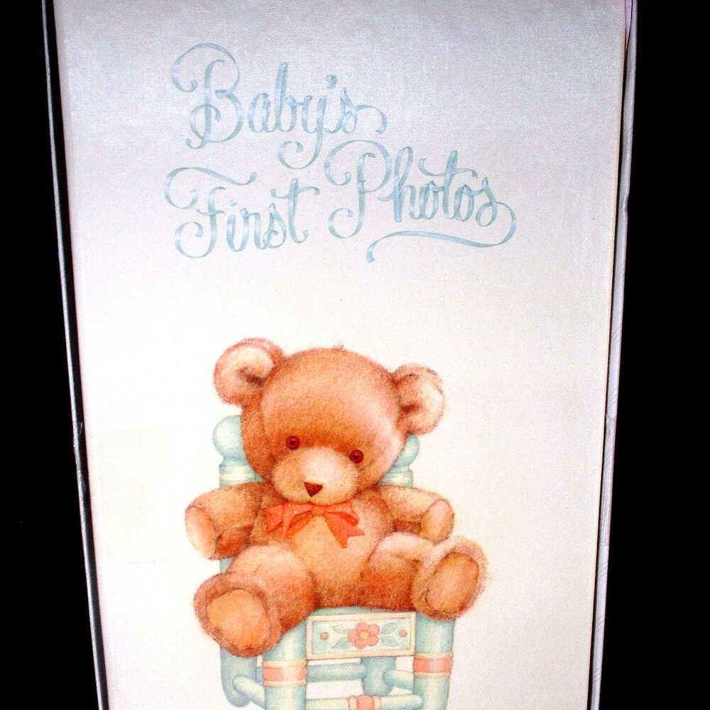 Hallmark Teddy Bear Baby’s  First Photos Album. W/ Photo Pages, Includes Invites